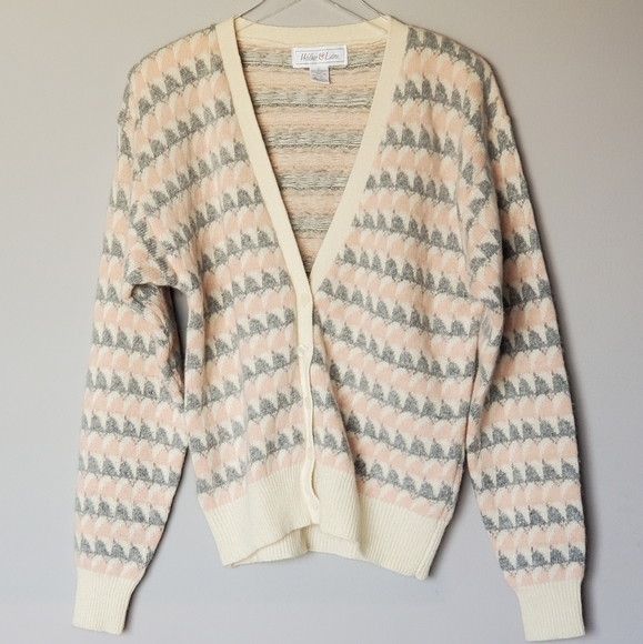 Vintage Lambswool Angora Blend Cardigan Button Down Sweater L - Picture 1 of 7